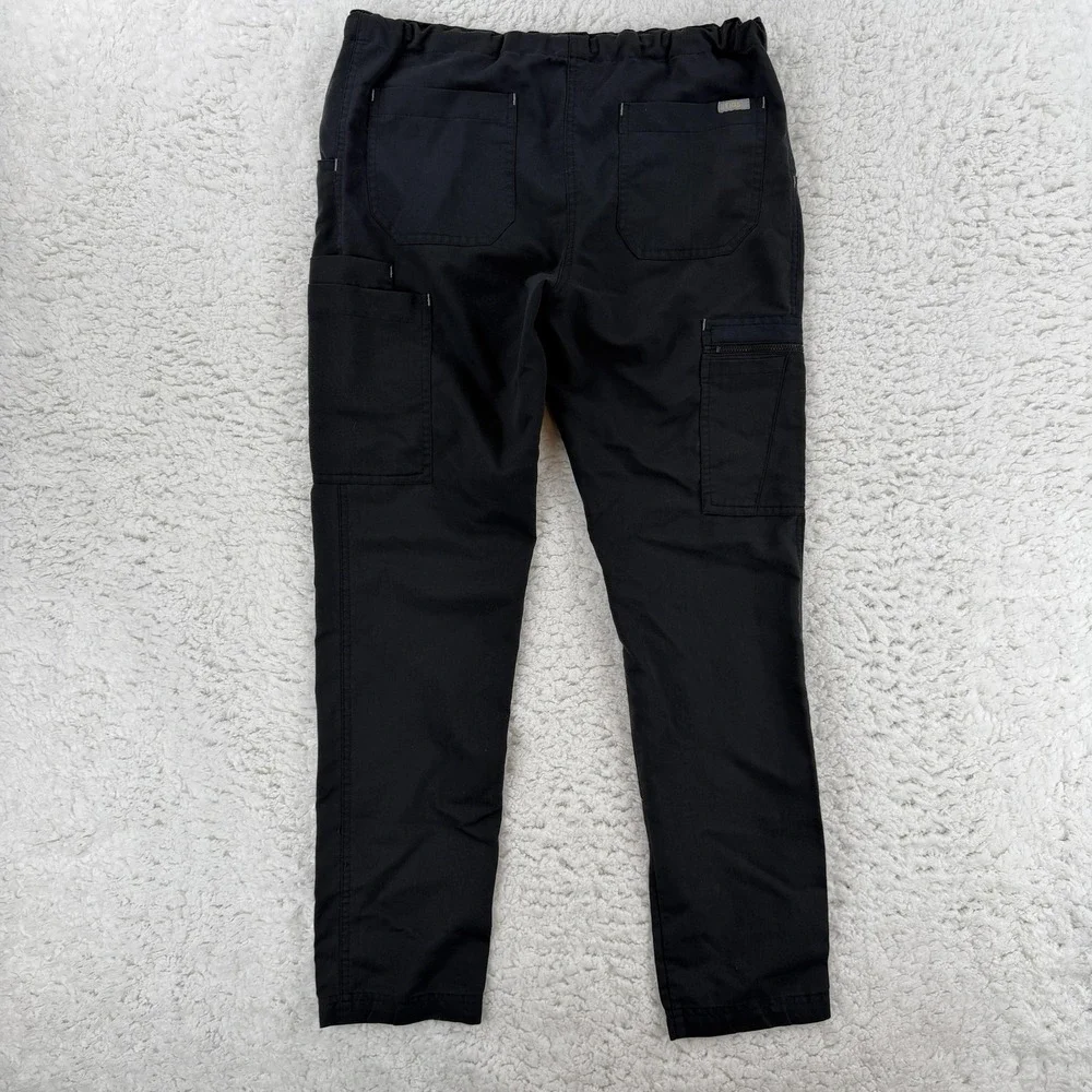 FIGS Scrub Pants Mens XS Black Cargo Elastic Waist Drawstring‎ Pockets Medical